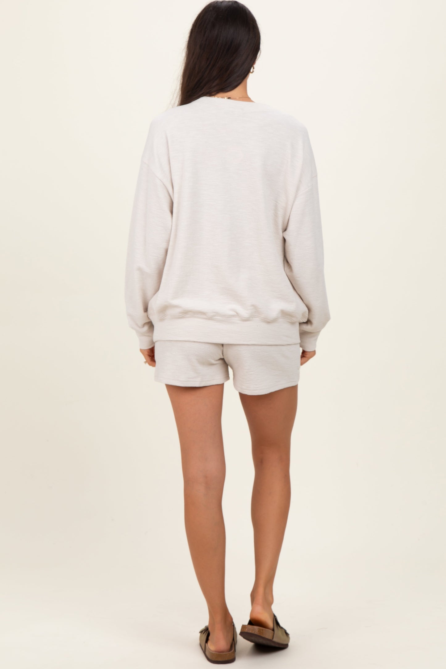 Beige Pullover & Shorts Set