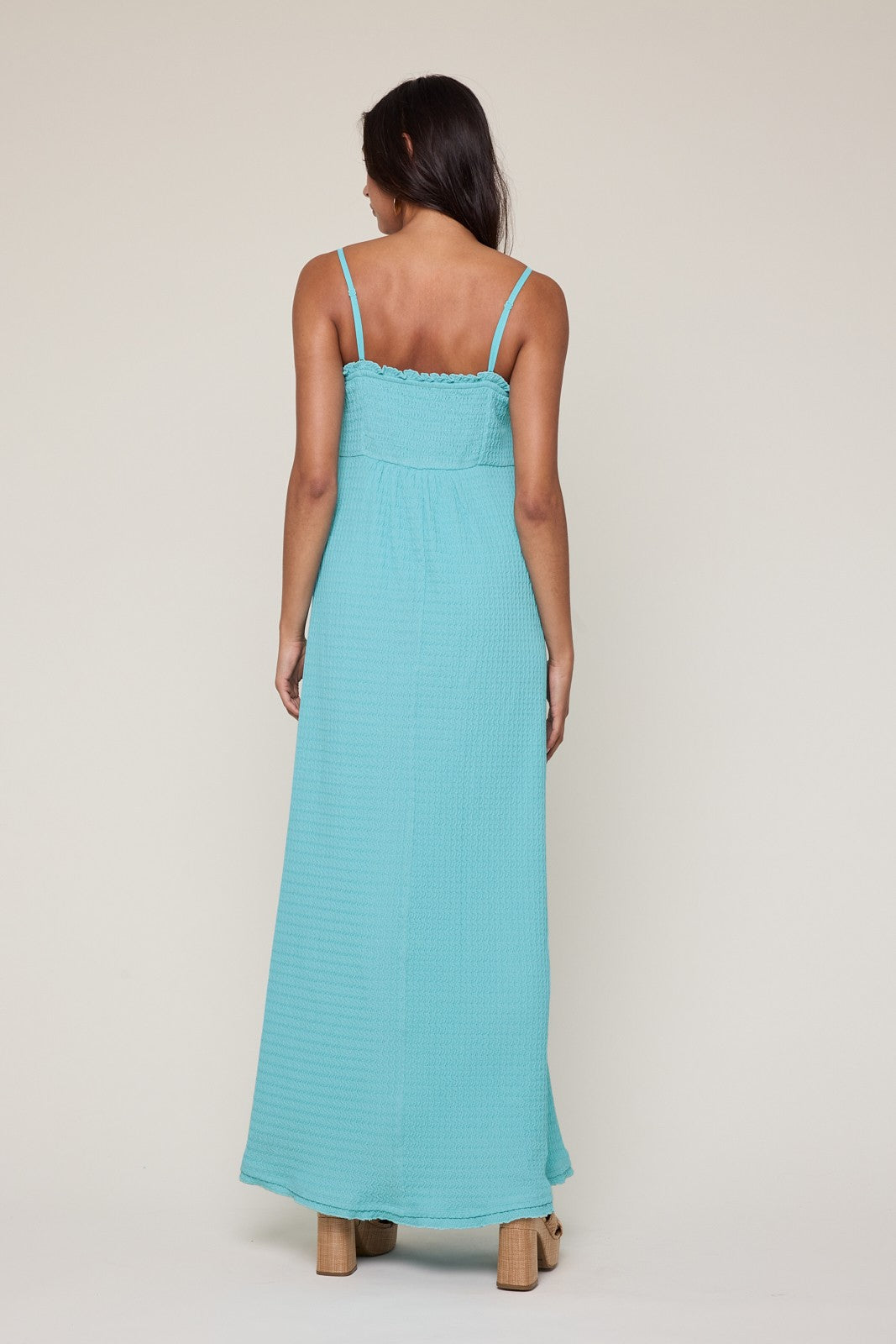 Aqua Knit Contrast Stitch Detail Midi Dress