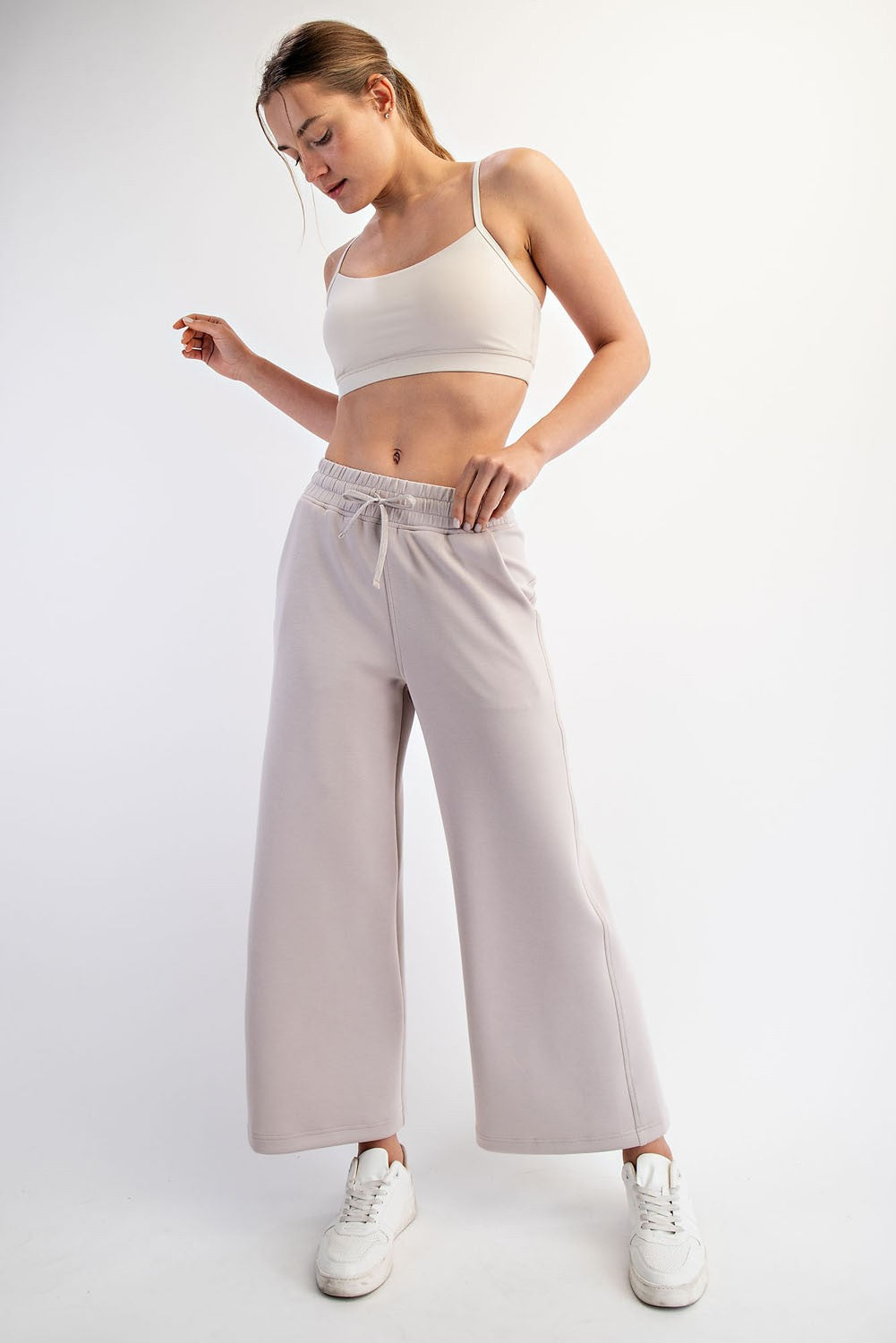Beige Ankle Wide Leg Maternity Lounge Pants