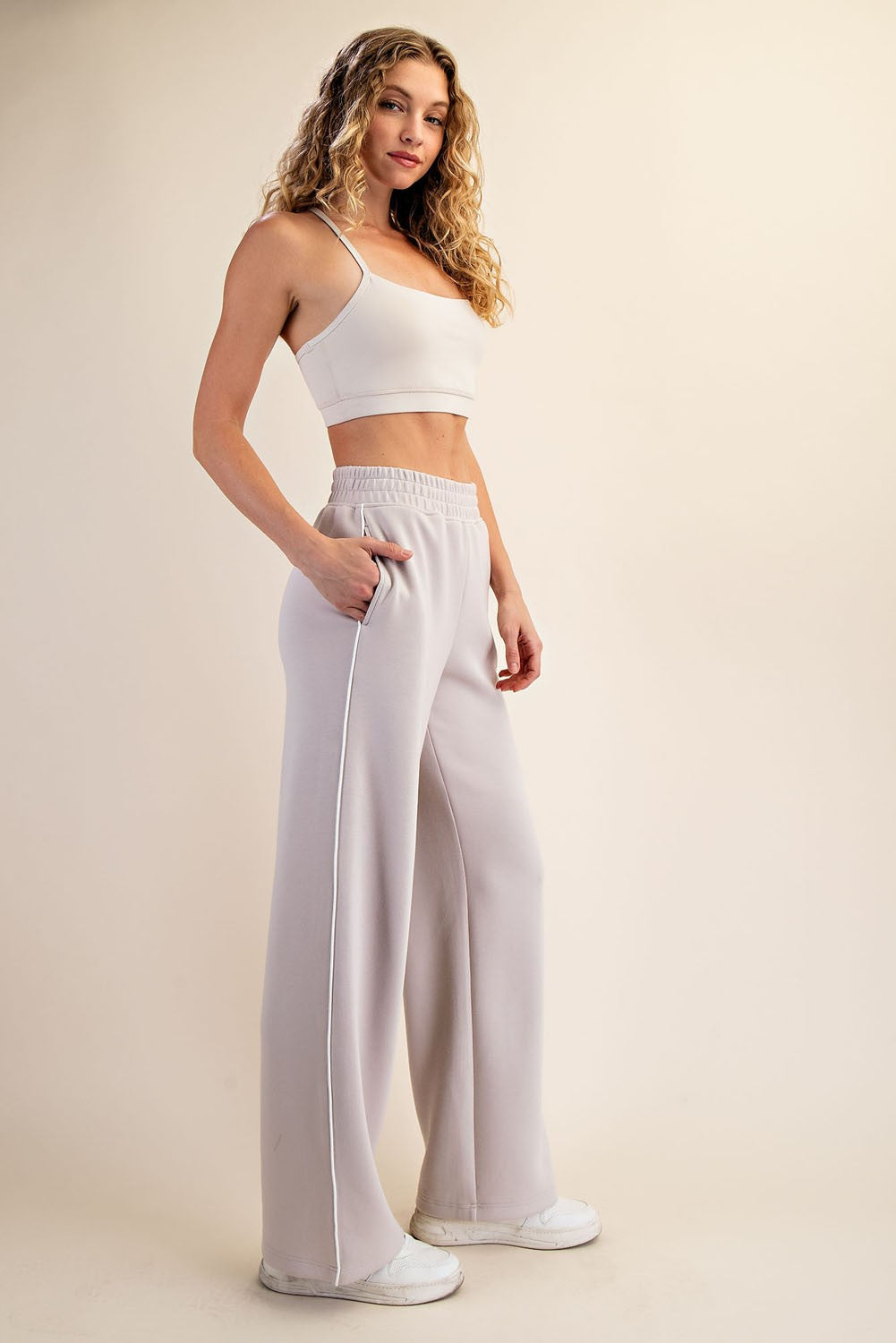 Beige Stripe Detail Maternity Lounge Pants