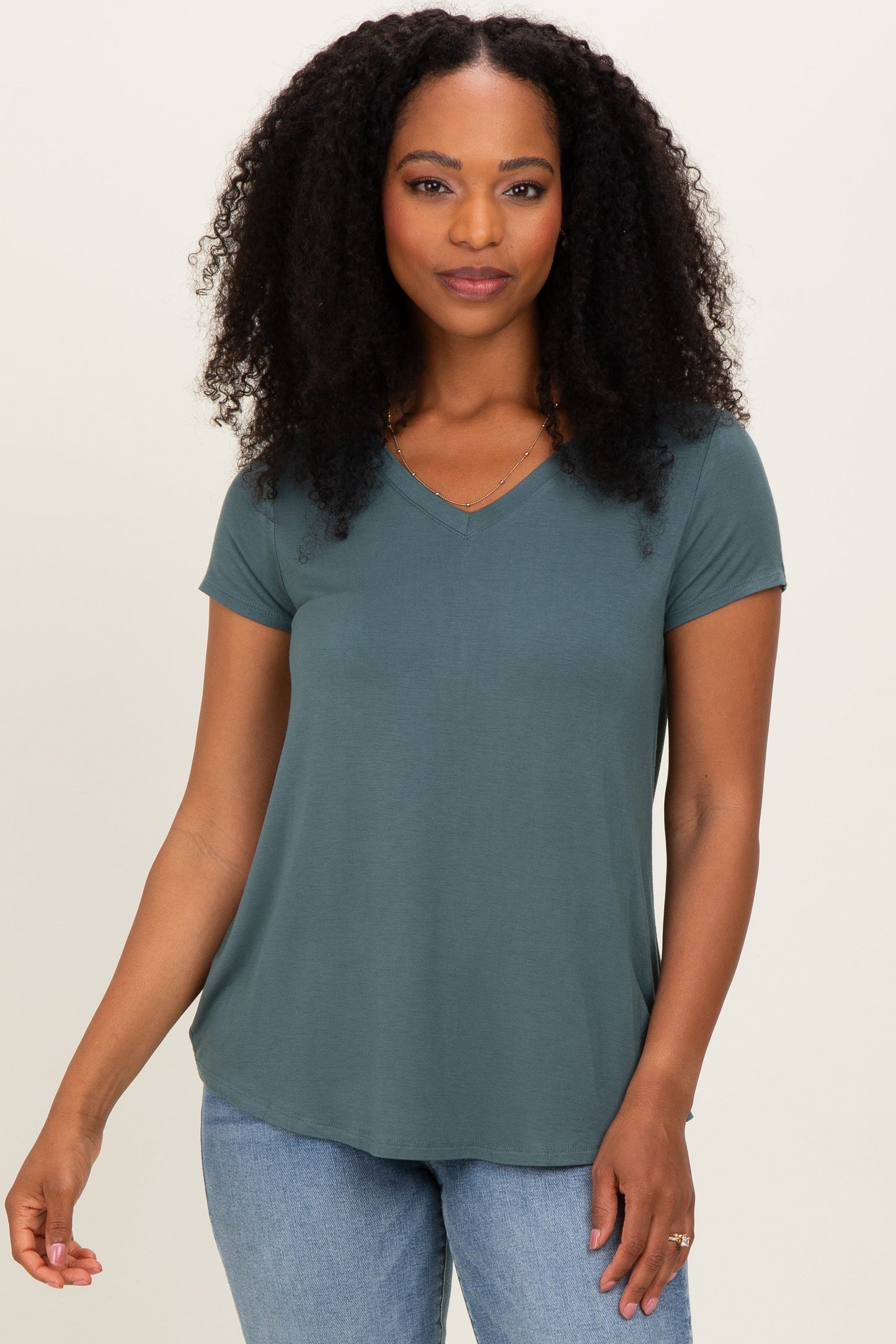 Ash Jade Basic V-Neck Short Sleeve Maternity Top