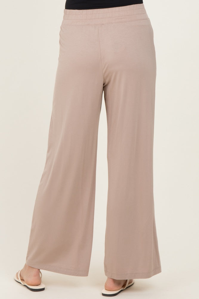 Beige Ankle Wide Leg Pants