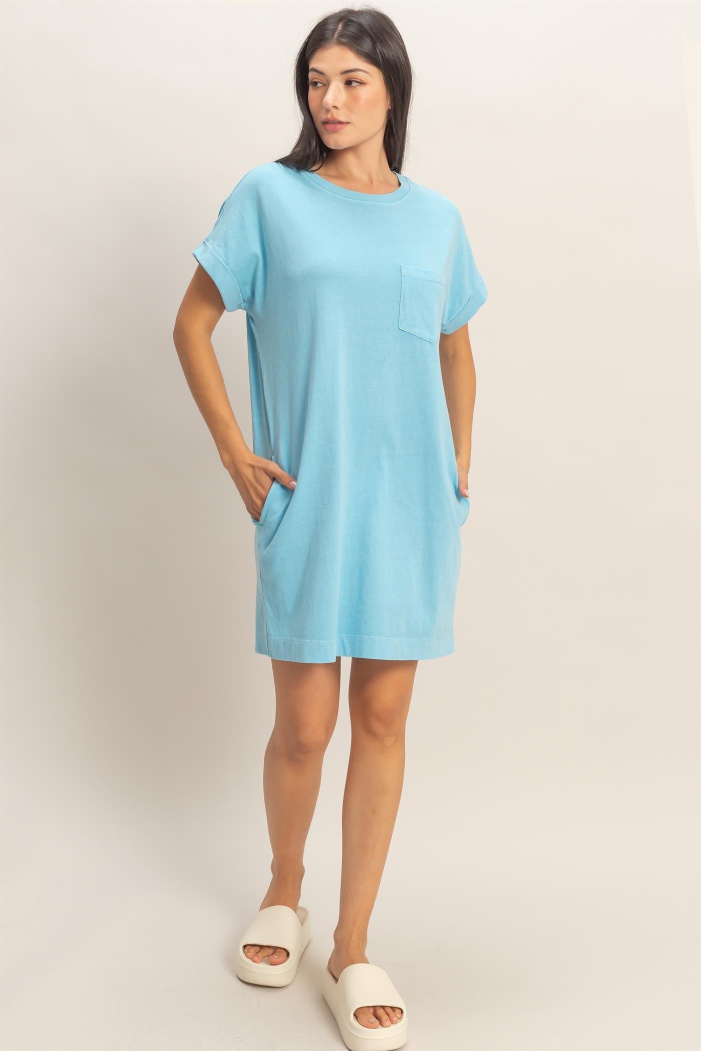 Aqua Blue T-Shirt Mini Dress