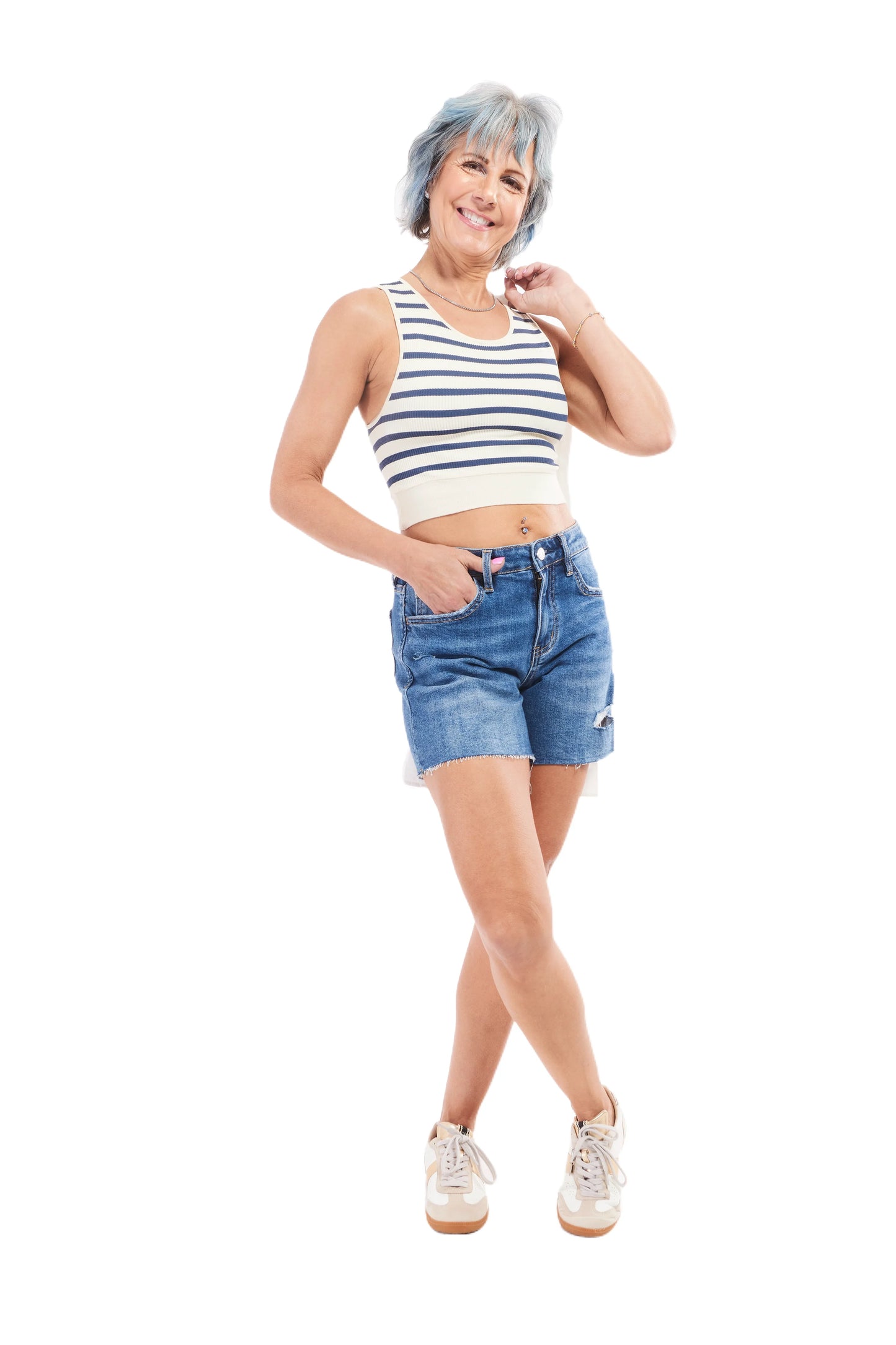 Women's Striped Scoop Neck Bralette