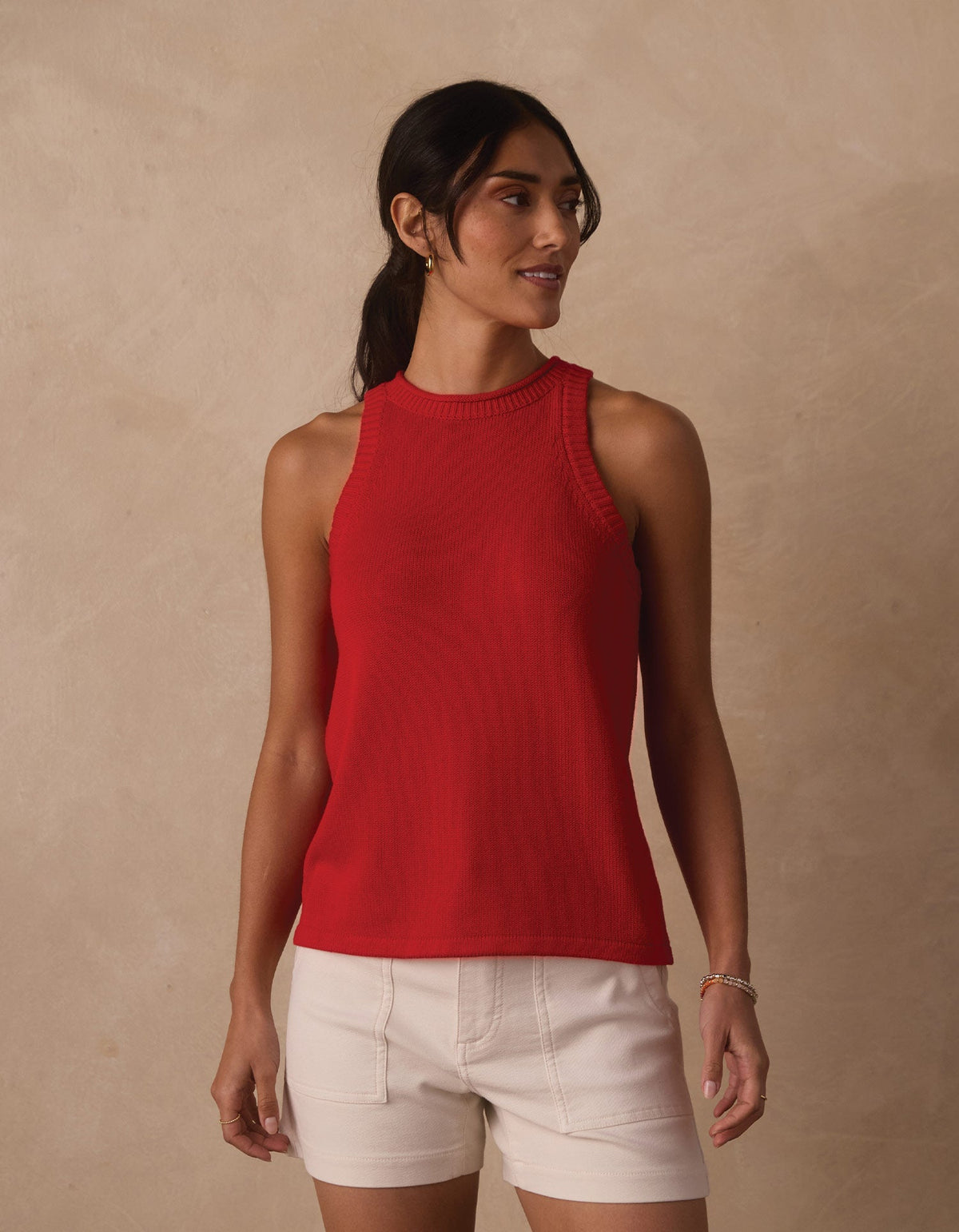 Wanderlust Hi-Neck Tank in Poppy Red