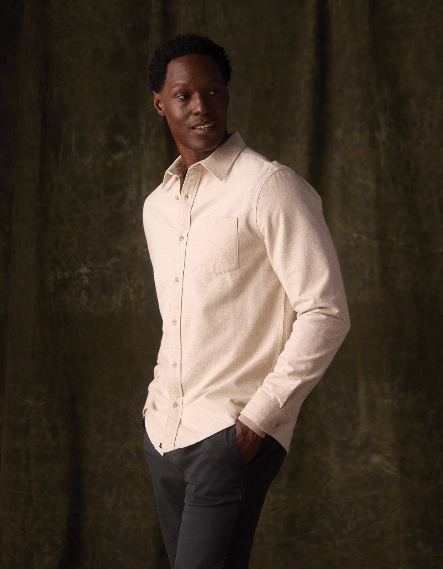Fairbanks Brushed Chamois Button Up in Fossil