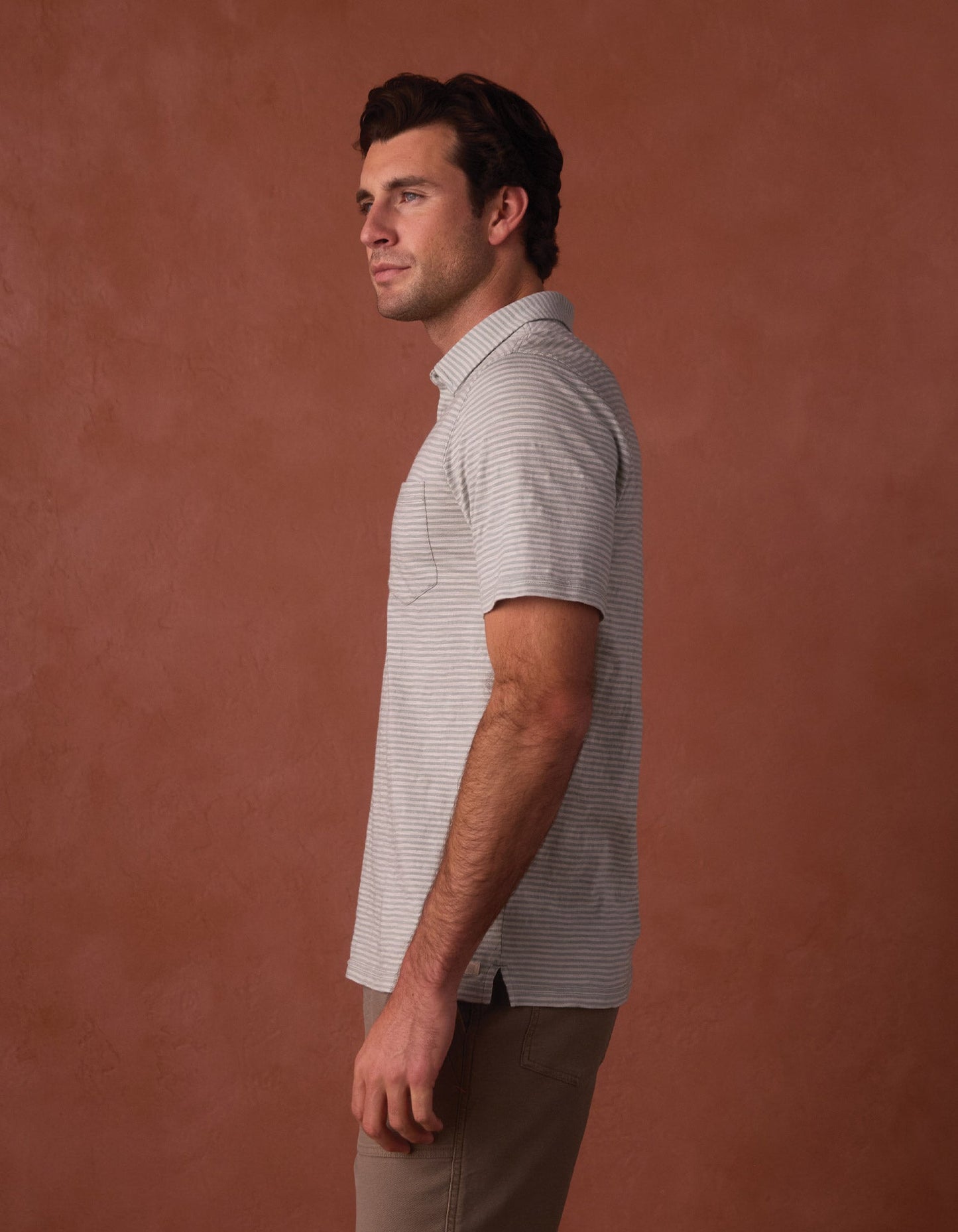 Vintage Slub Pocket Polo in Sea Glass Stripe