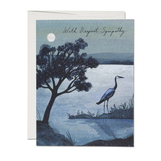 Blue Heron Sympathy Greeting Card