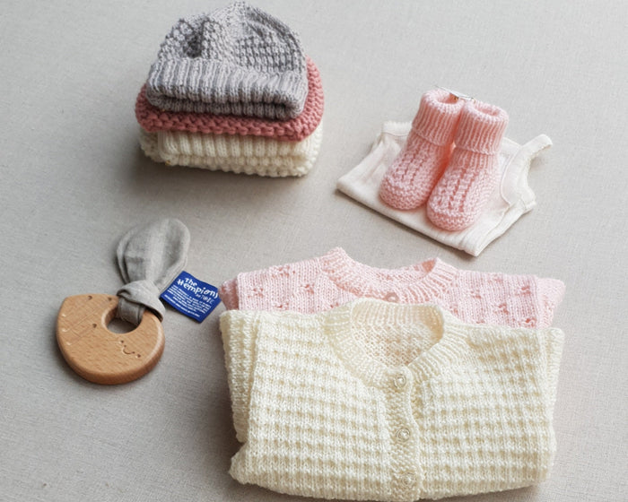 Knitted by Nana Cuffed Booties Pale Pink