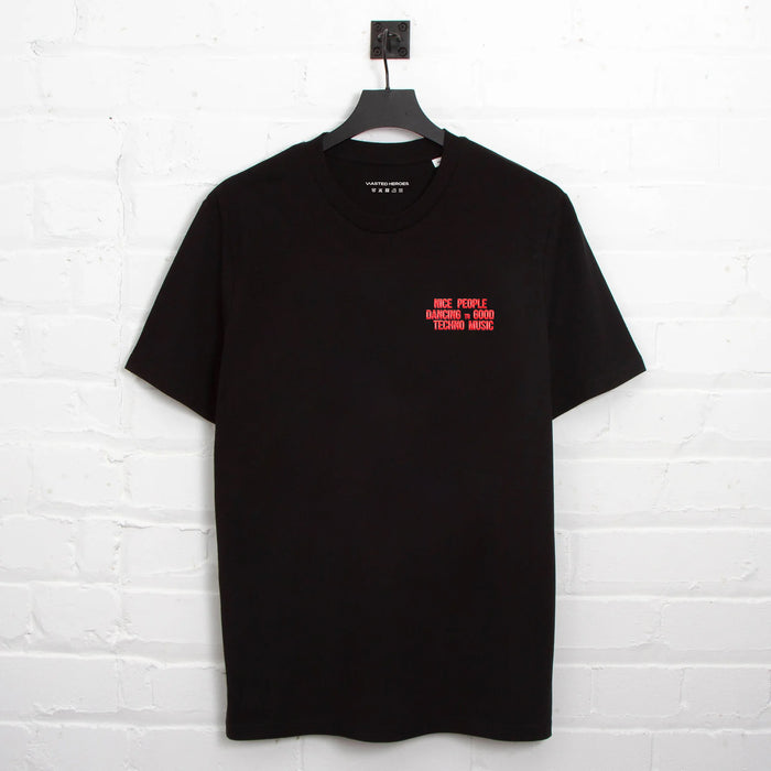 Peoples Techno Chrome Red Back Print - Tshirt - Black