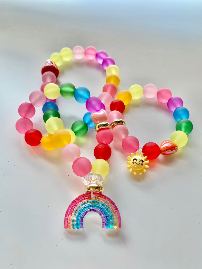 Red Bobble Sunshine Rainbow Necklace