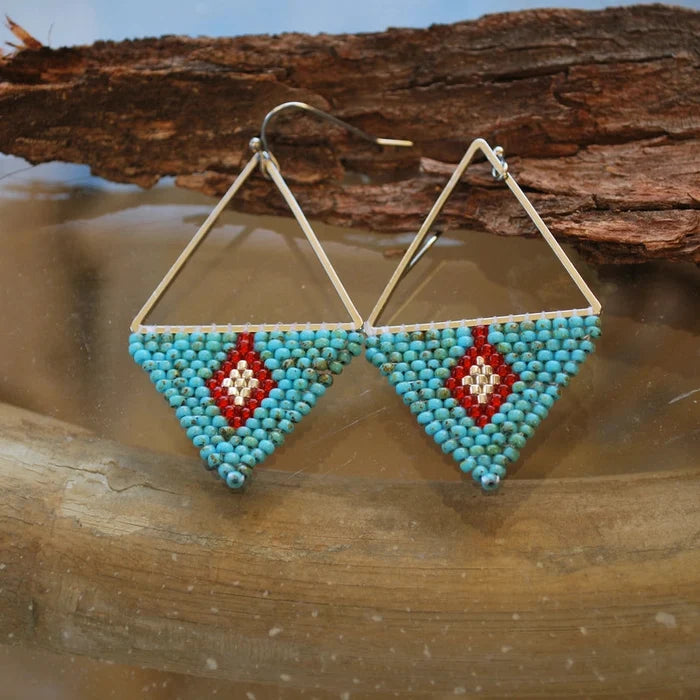 Silver Red + Turquoise Earrings