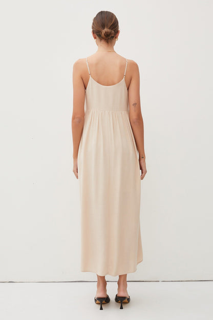 Beige Halter Midi Dress