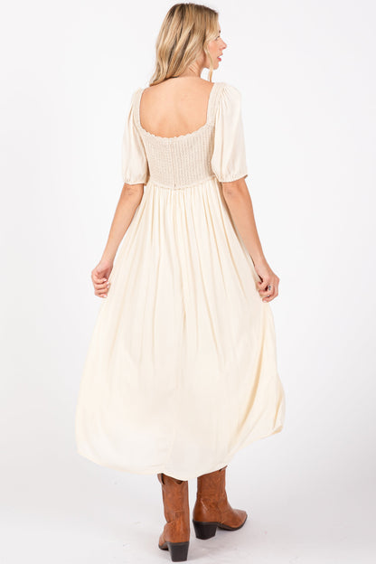 Beige Short Sleeve Knit Top Dress