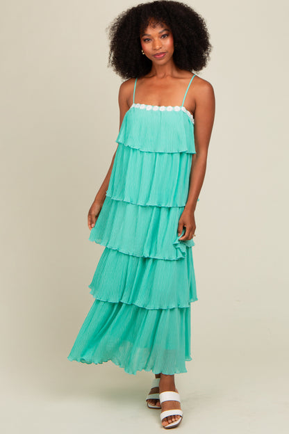 Aqua Ruffle Tiered Maxi Dress