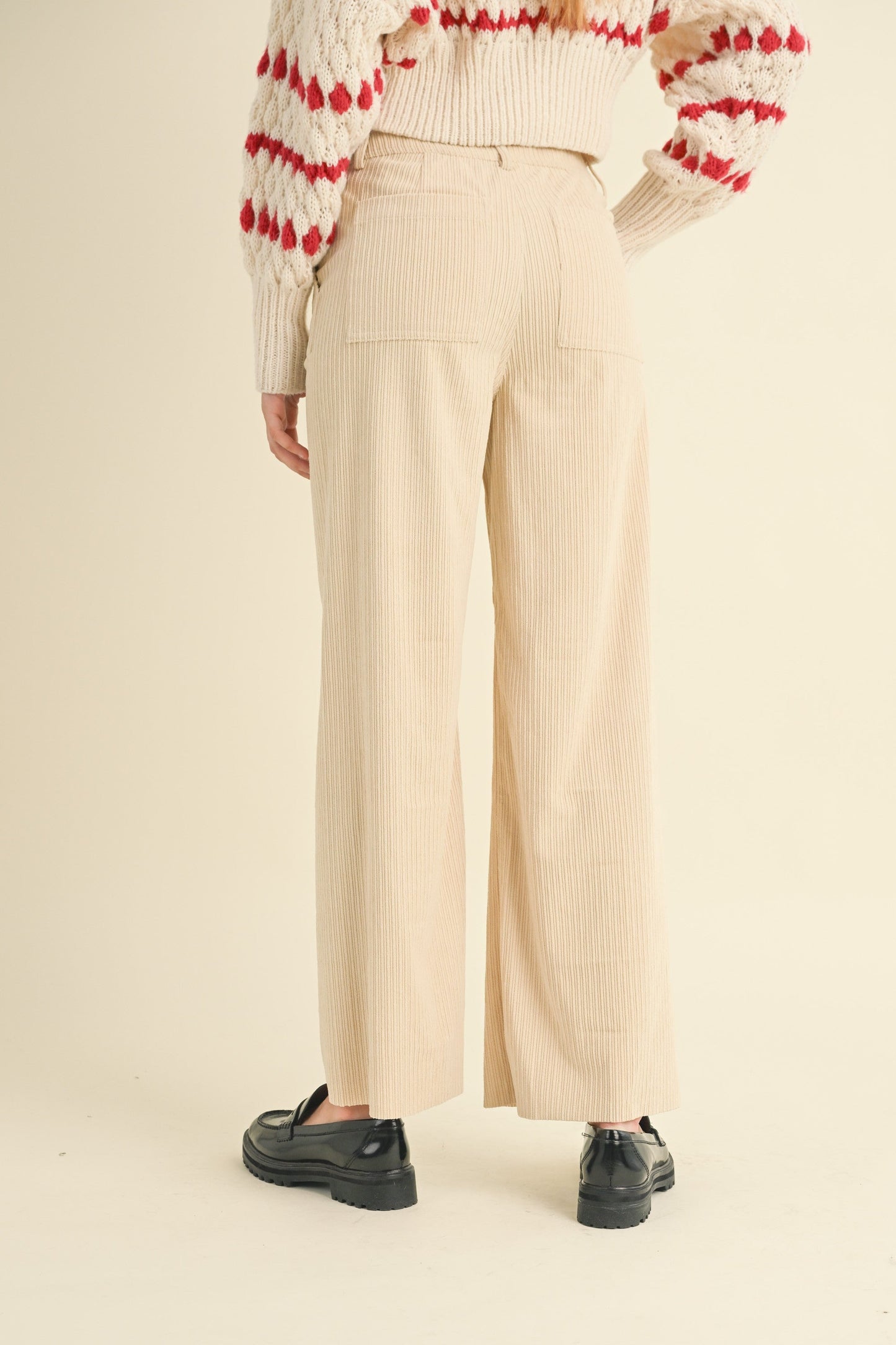 Beige Mixed Corduroy With Pocket Pants