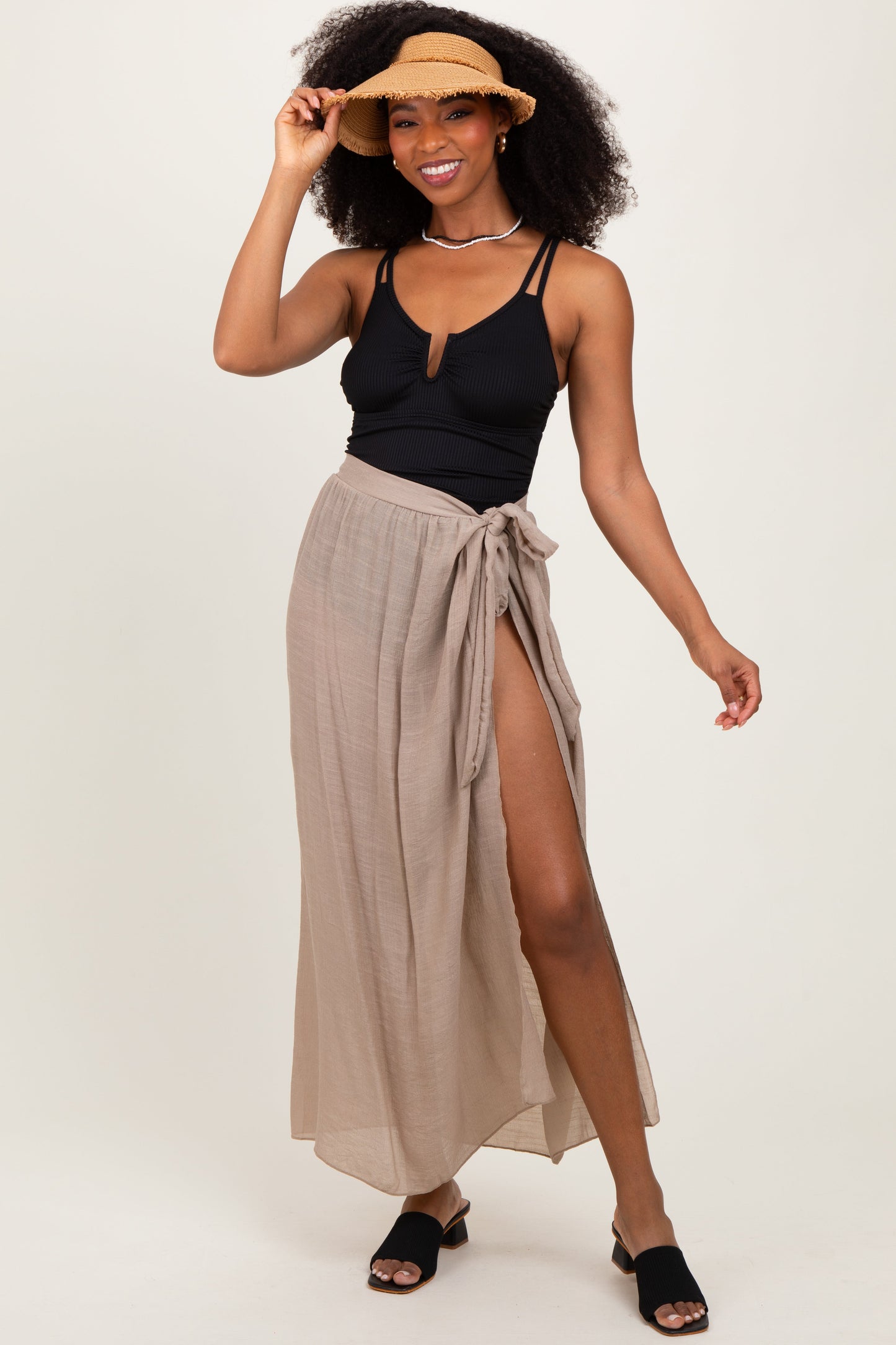 Beige Loose Beach Cover Up Maternity Skirt