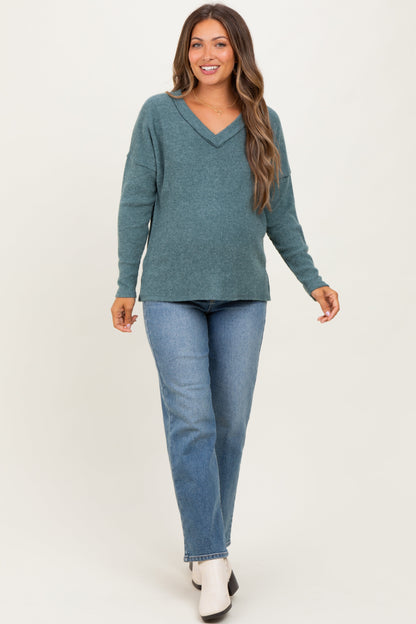Ash Jade Ribbed V-Neck Long Sleeve Maternity Top