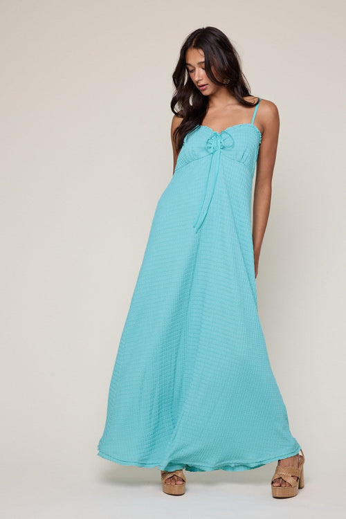 Aqua Knit Contrast Stitch Detail Midi Dress