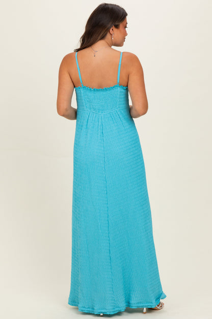 Aqua Knit Contrast Stitch Detail Maternity Midi Dress
