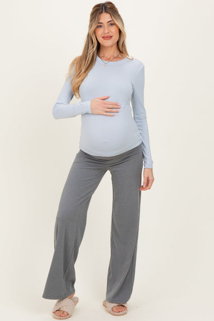 Baby Blue Long Sleeve Maternity Top