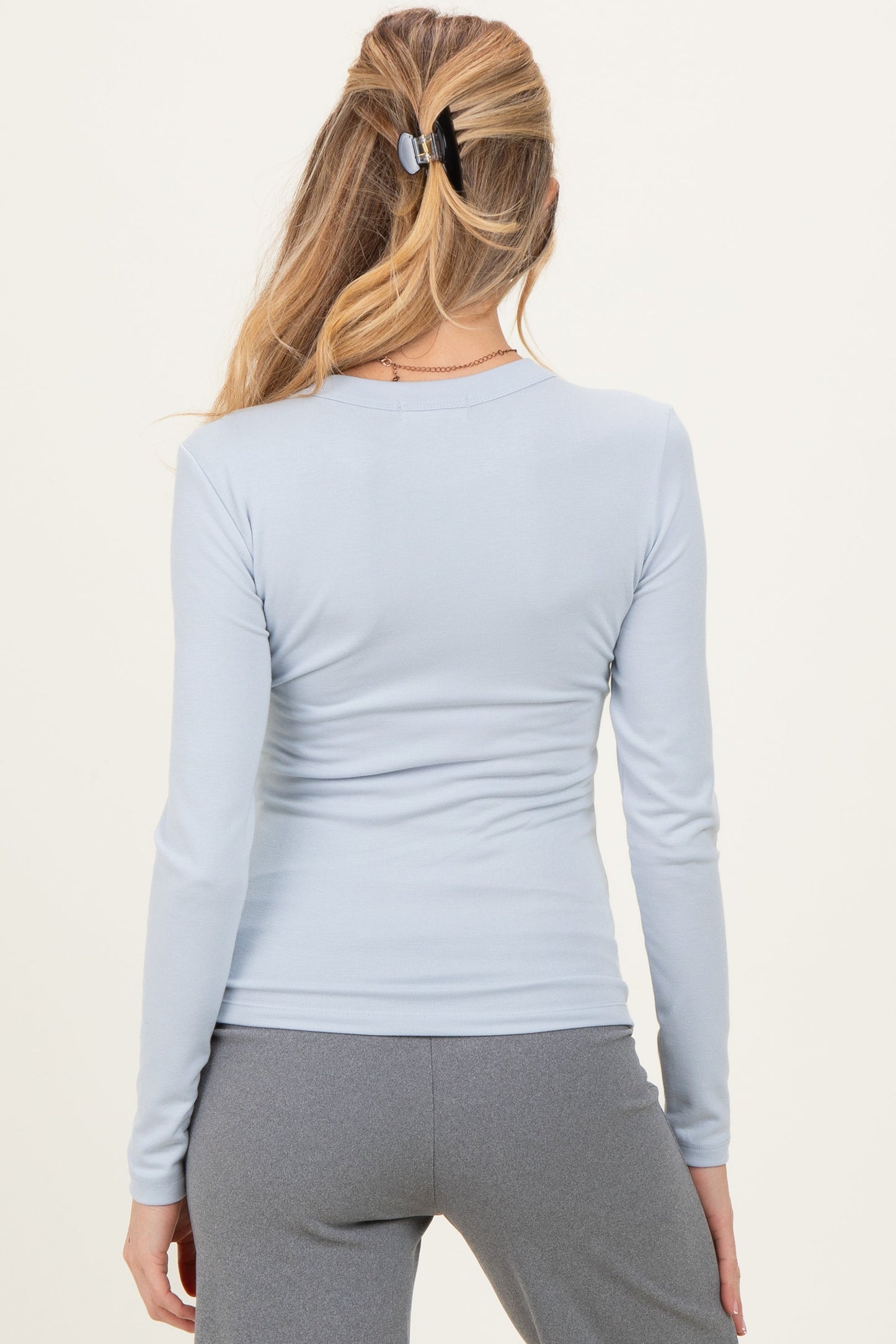 Baby Blue Long Sleeve Maternity Top