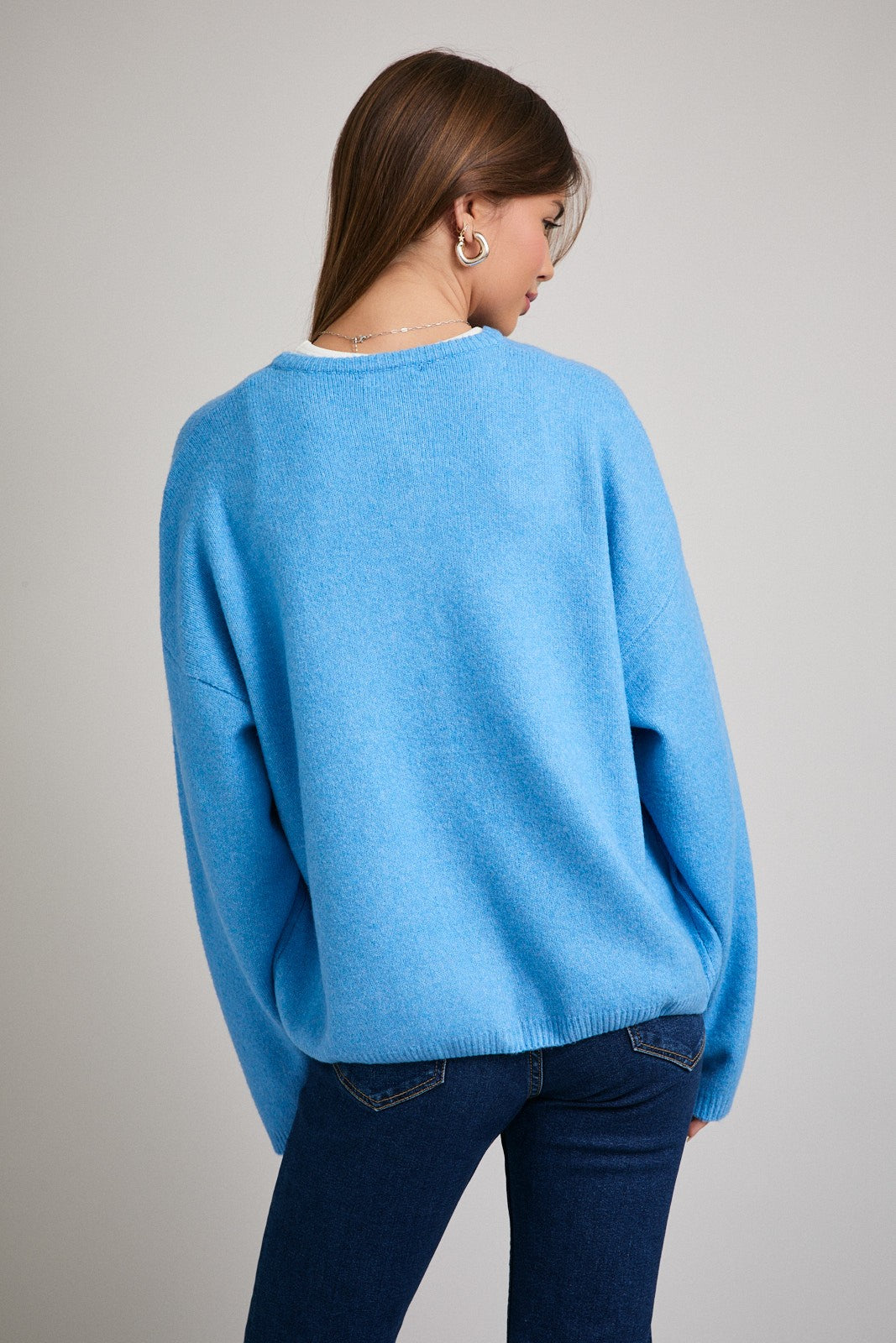 Aqua Classic Crew Neck Button Cardigan