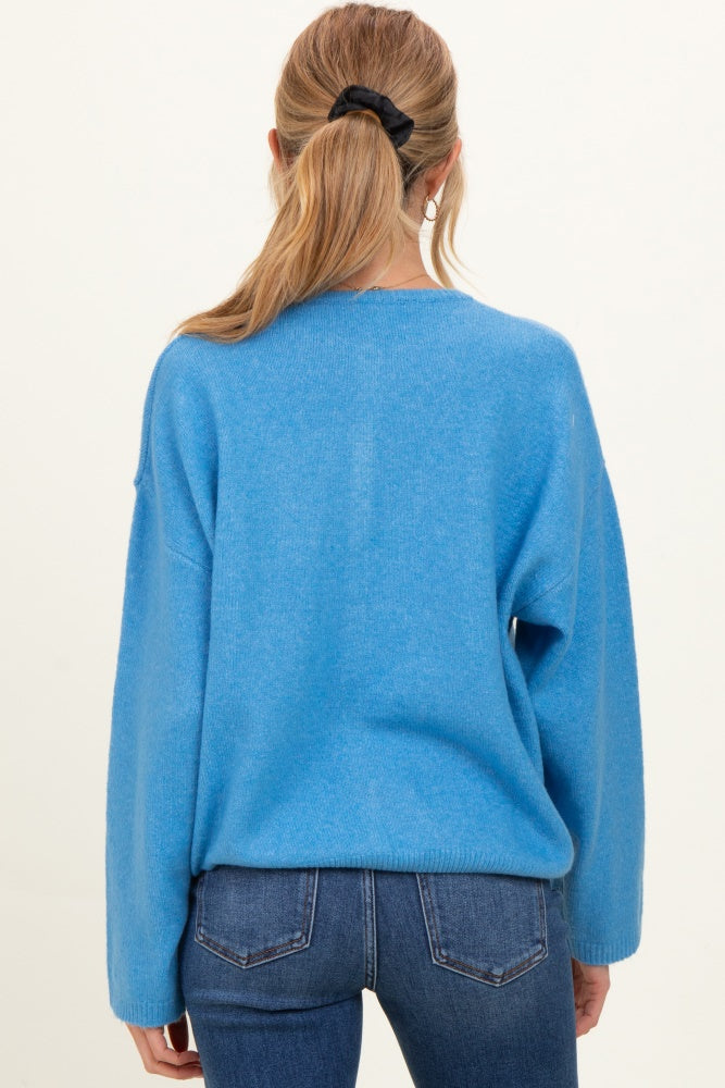 Aqua Classic Crew Neck Maternity Button Cardigan