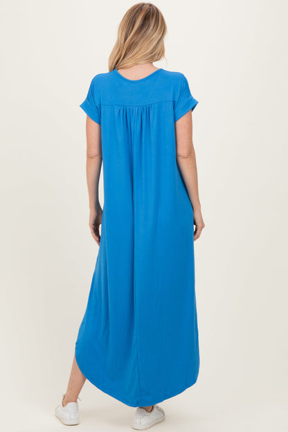 Aqua Blue Side Slit Maxi Dress