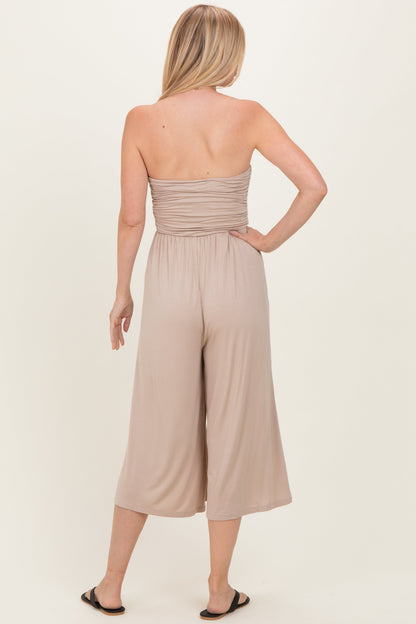 Ash Mocha Double Layered Strapless Tube Top Jumpsuit