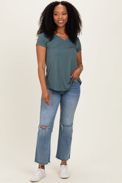 Ash Jade Basic V-Neck Short Sleeve Top