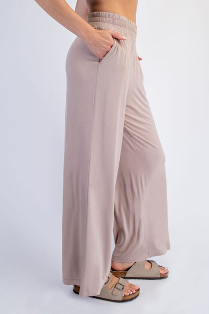 Beige Ankle Wide Leg Pants