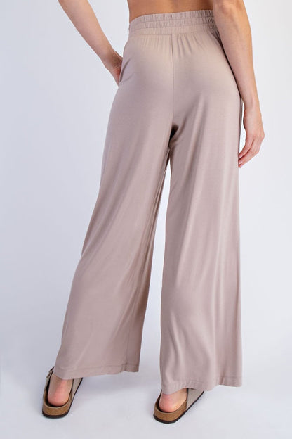 Beige Ankle Wide Leg Pants