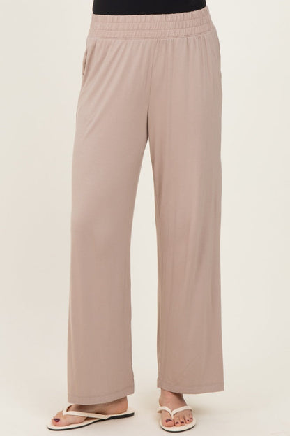 Beige Ankle Wide Leg Pants