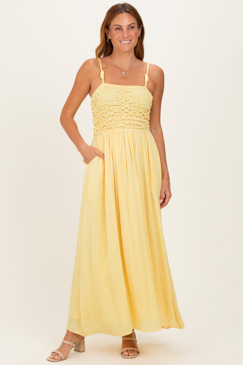 Banana Textured Smocked Maxi Dress