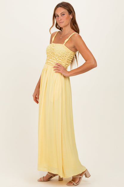 Banana Textured Smocked Maxi Dress