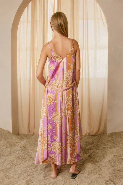 Apricot Lavender Riviera Bloom Extra Flared Maxi Dress