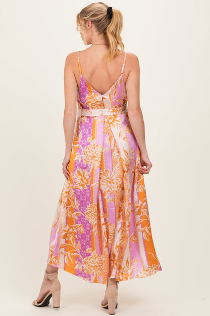 Apricot Lavender Riviera Bloom Extra Flared Maternity Maxi Dress