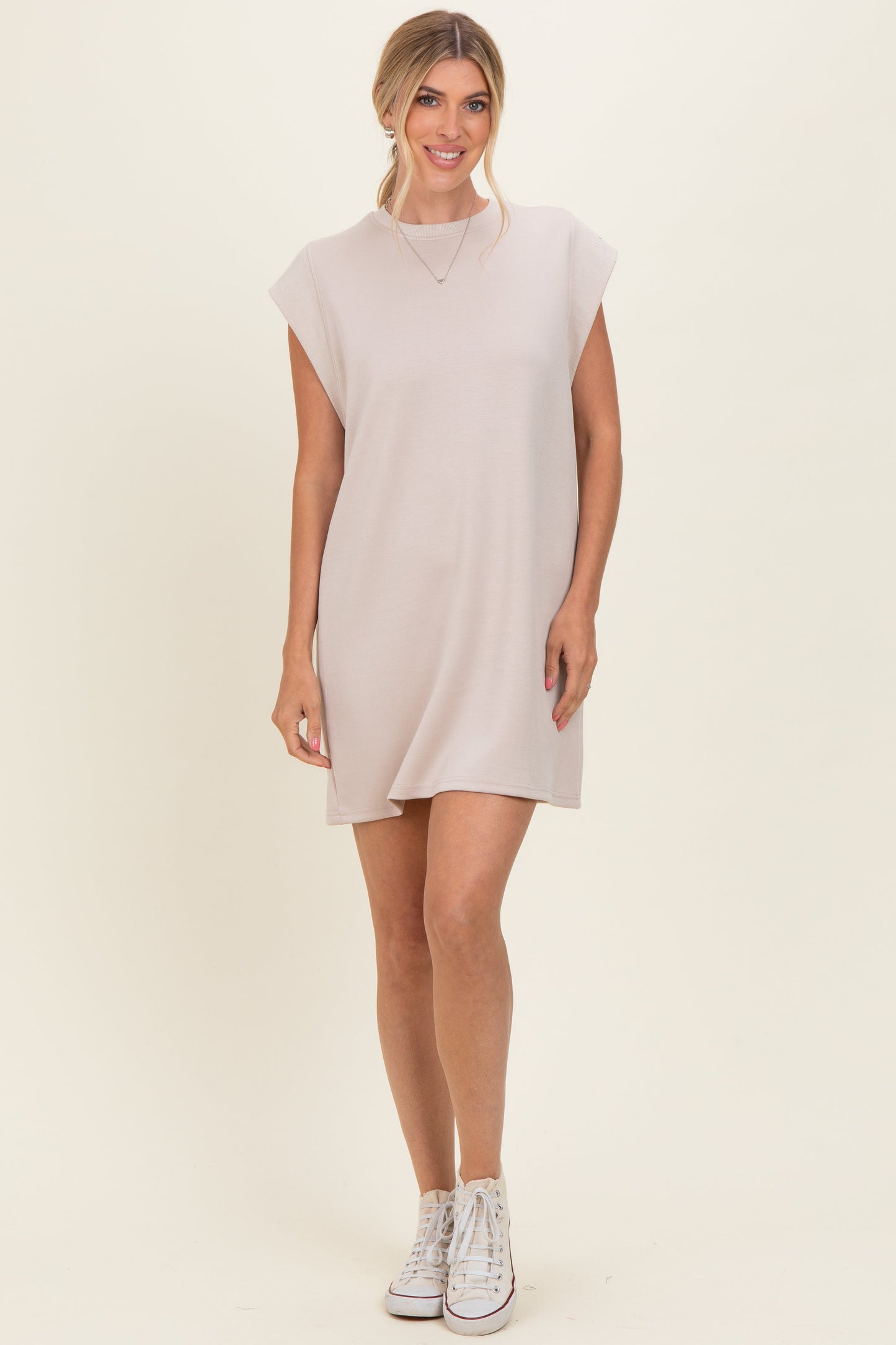 Almond Cap Sleeve Mini Dress