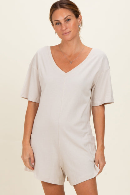 Beige Scoop Neck Romper