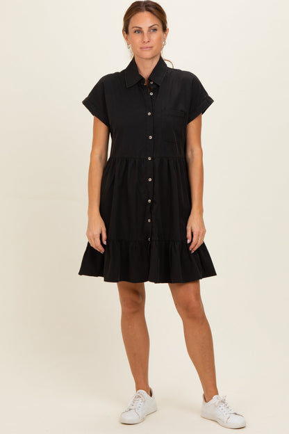 Ash Black Button Down Mini Dress