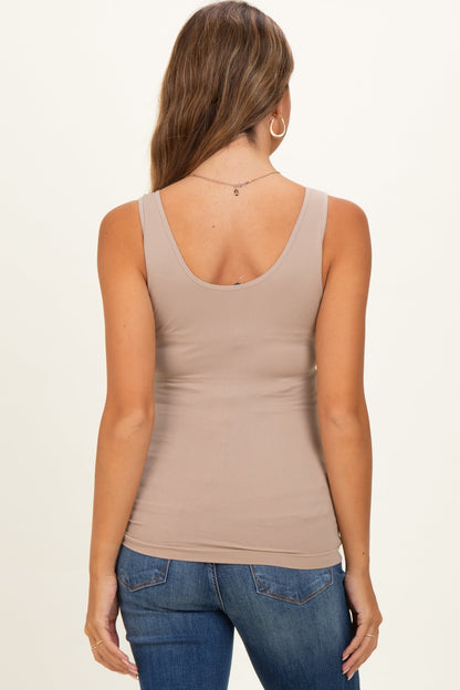 Ash Mocha Sleeveless Fitted Maternity Tank Top