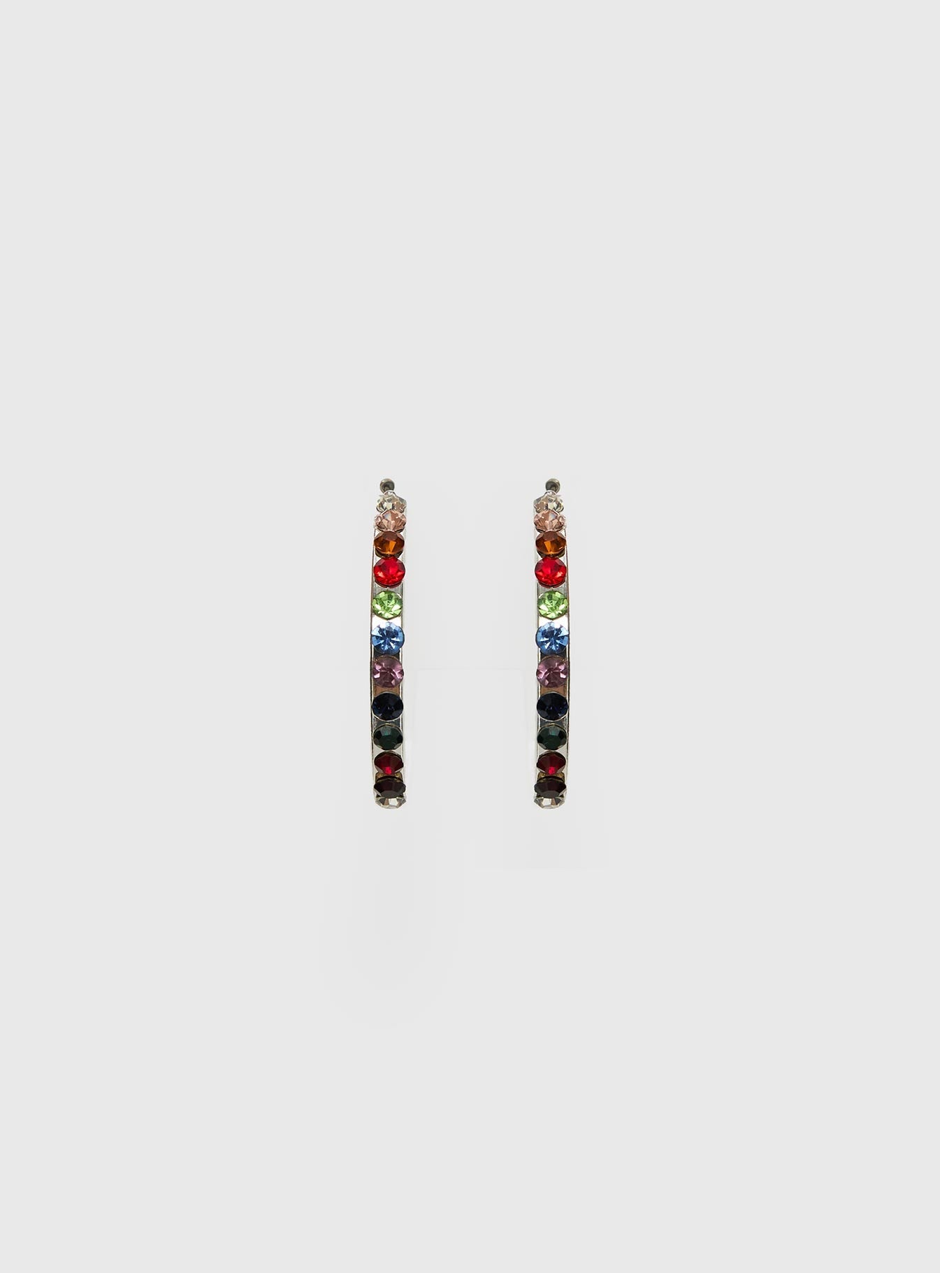 Leanah Gemstone Hoop Earrings Silver