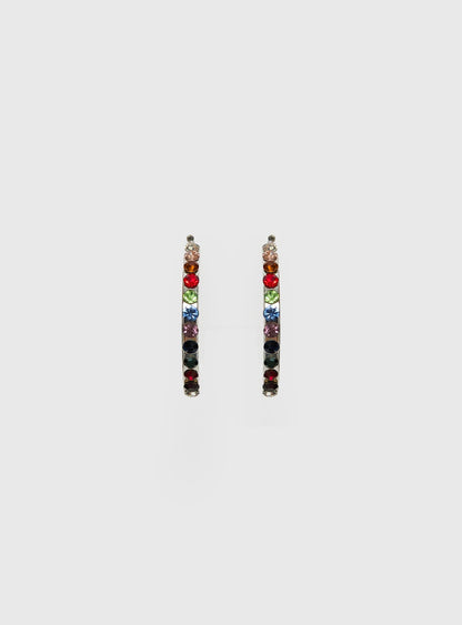 Leanah Gemstone Hoop Earrings Silver