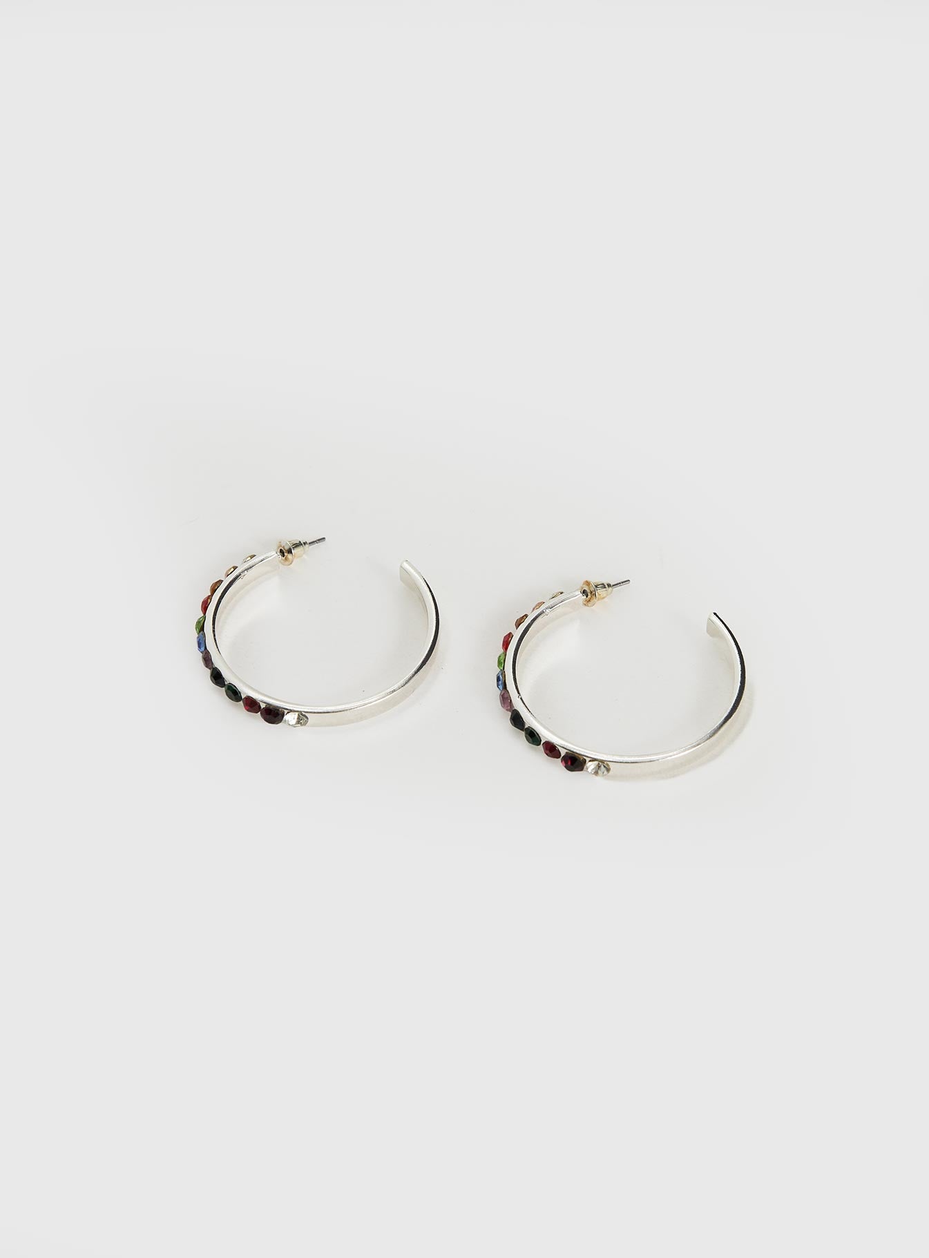 Leanah Gemstone Hoop Earrings Silver