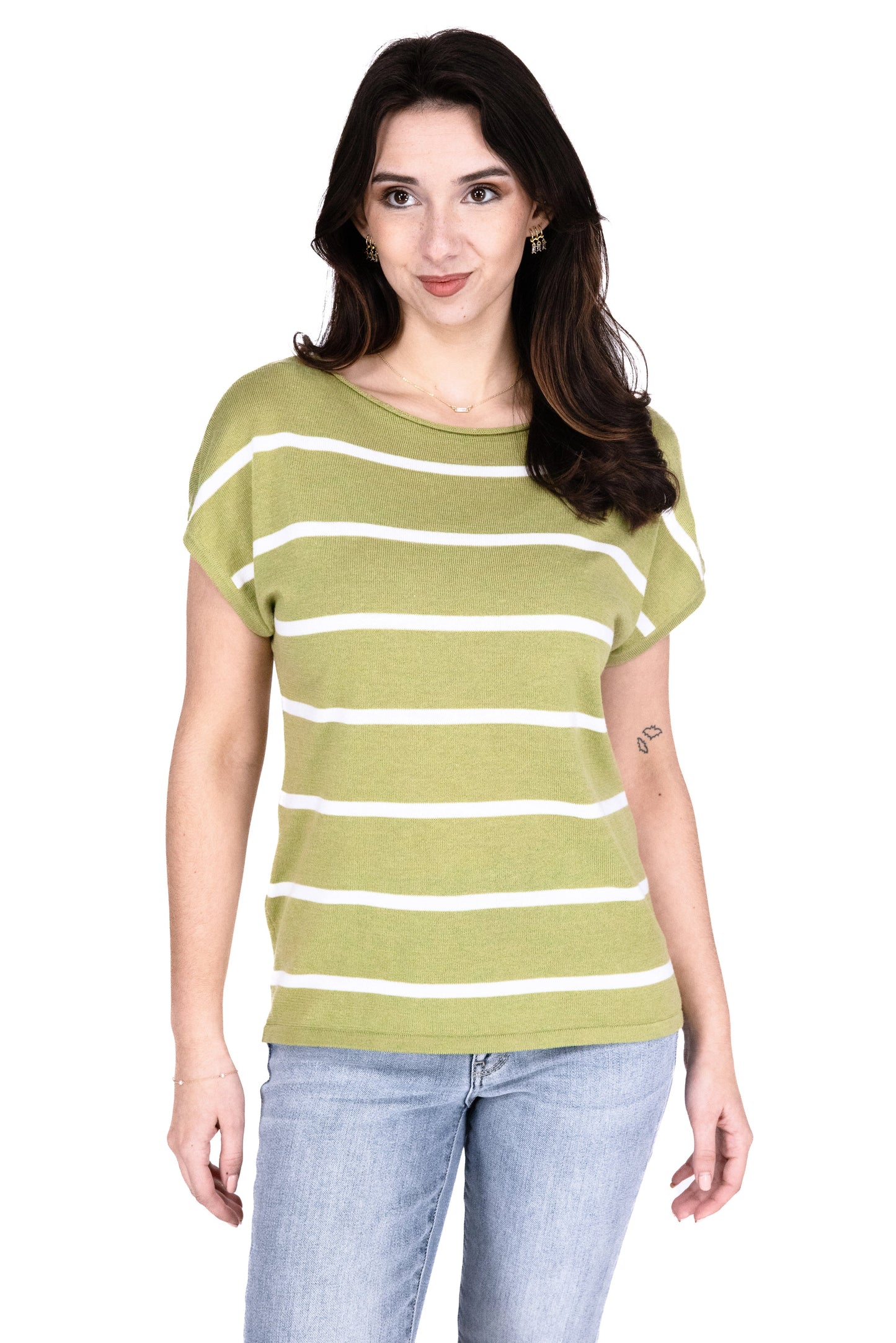 Doing It For Me Women's Striped Short Sleeve Sweater