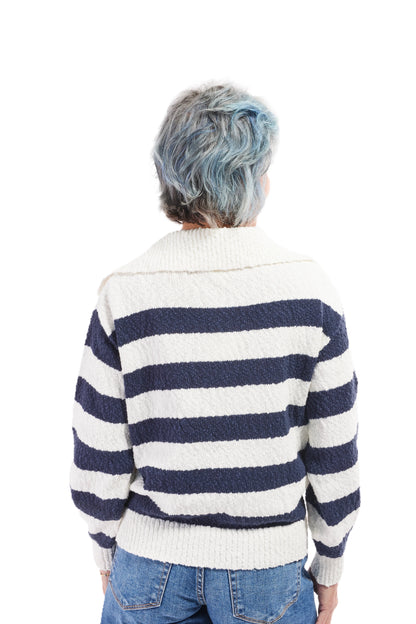 Women's Classic Striped Popcorn Knit Sweater