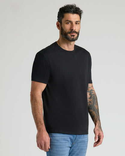 All Black Pima Cotton Blend Crew 4-Pack