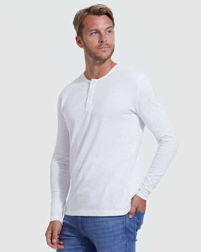 All White Classic Henley 2-Pack