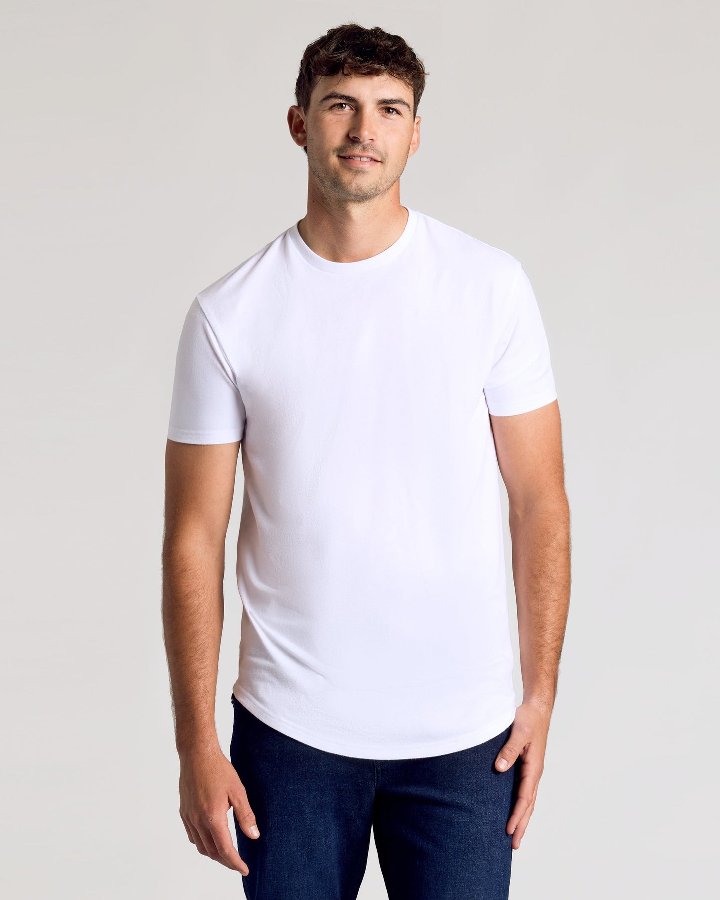 All White Short Sleeve Tall Curved Hem Crew 3-Pack